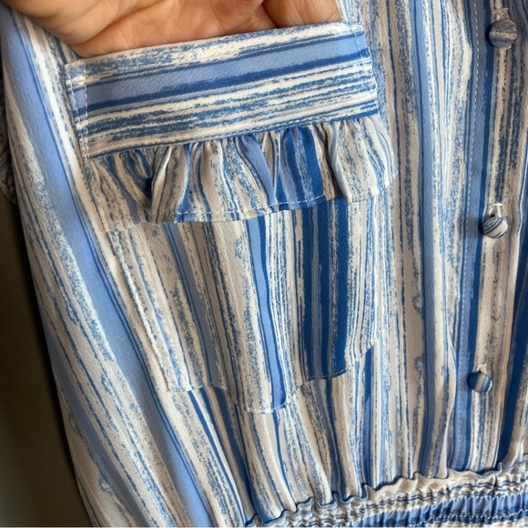 MISA shirt dress striped and tiered blue and white size large - Picture 9 of 13